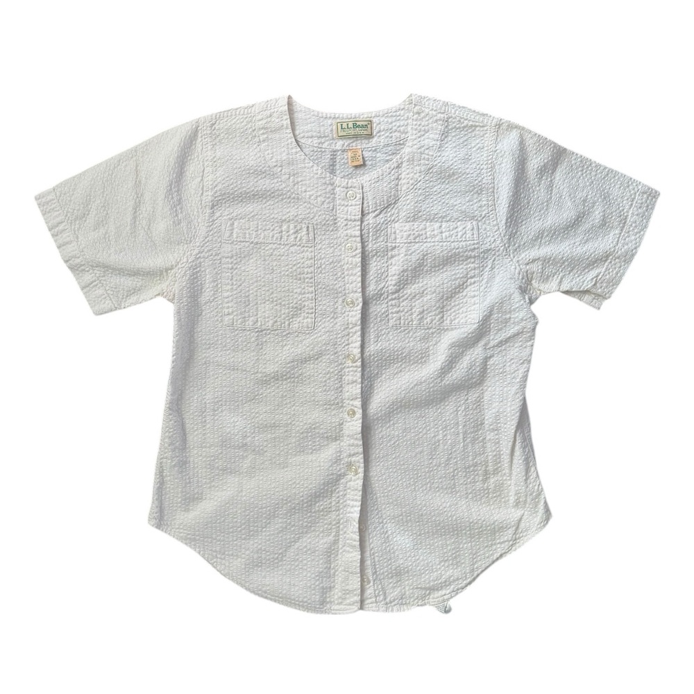 🌼5 for 25🌼 L.LBean White Textured Button-Down Shirt Size 12